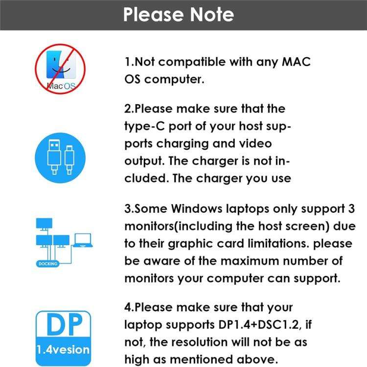 WAVLINK UMD308L Laptops HD / DP / 100W PD Ports Triple 4K Docking Station USB-C Hub Adapter