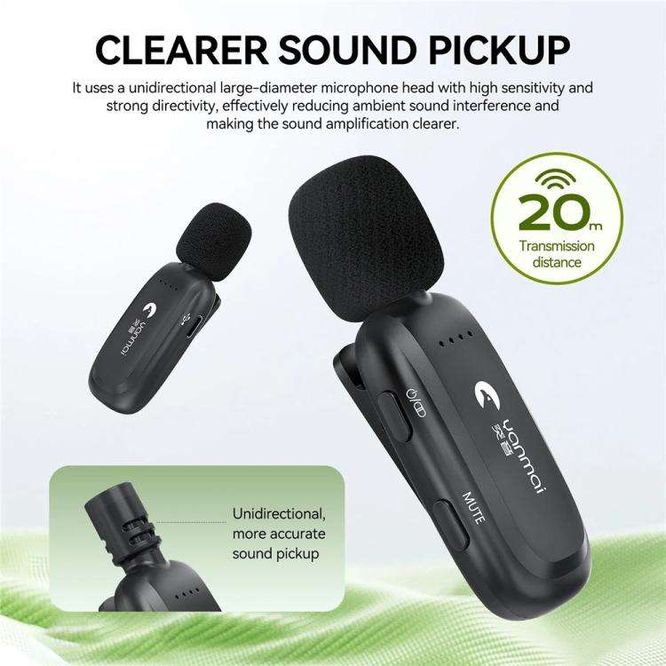 YANMAI K5 Teaching / Training 2.4G Wireless Bluetooth Voice Amplifier Lapel Microphone(Black)