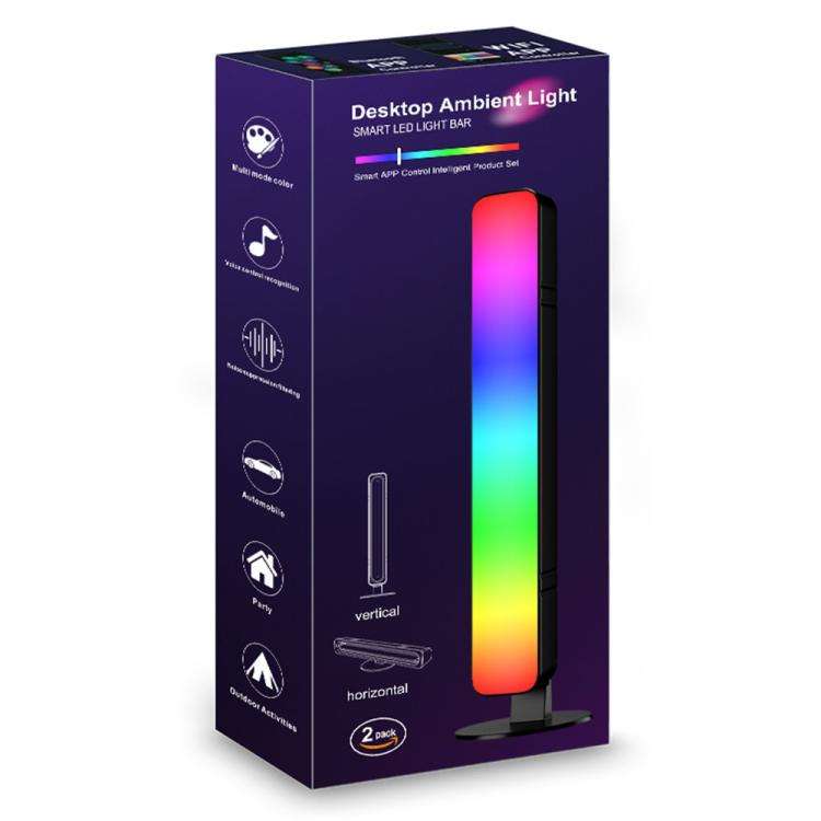 D04 2pcs Bluetooth Version Sound Pickup RGB Desktop Ambient Light Smart Gaming Light Bar