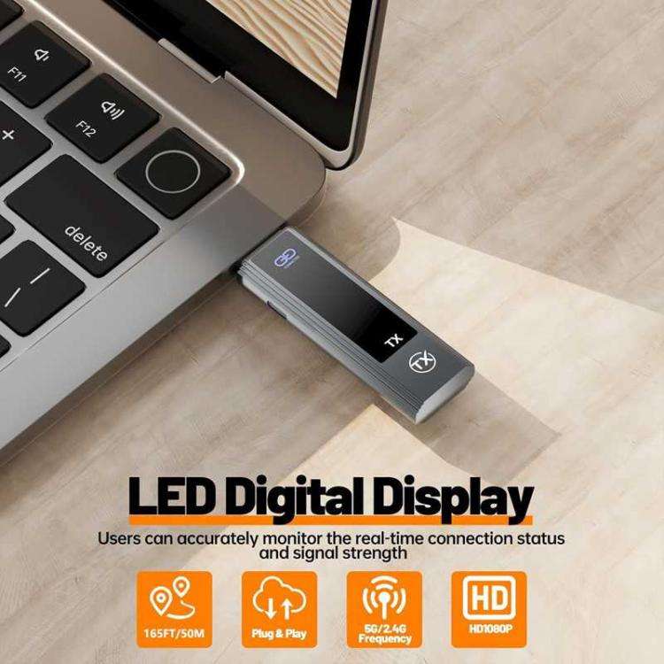 Wireless HDMI Extender 4K HD Decode 1080P Output For PC / Laptop / Projector / TV Box(Silver)
