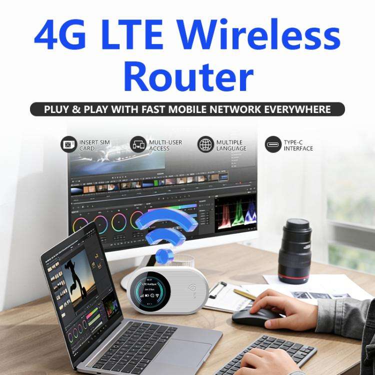 M10 Pro 4G LTE WiFi 6 Portable Wireless Router Mobile Hotspot with Color OLED Display(White)