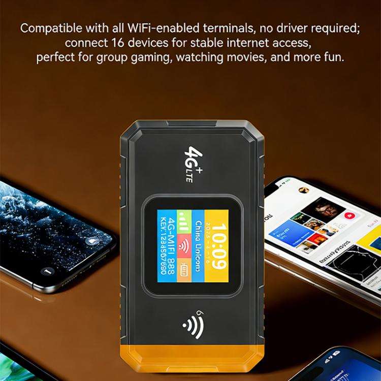 MF967B-E Color Display 300Mbps WiFi6 Portable 4G LTE Mobile Hotspot Router Eurasian Version(Orange)