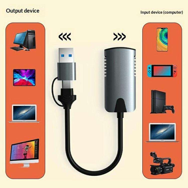 HU-04A 1080P 60Hz HDMI to Type-C / USB 2 in 1 Video Capture Card