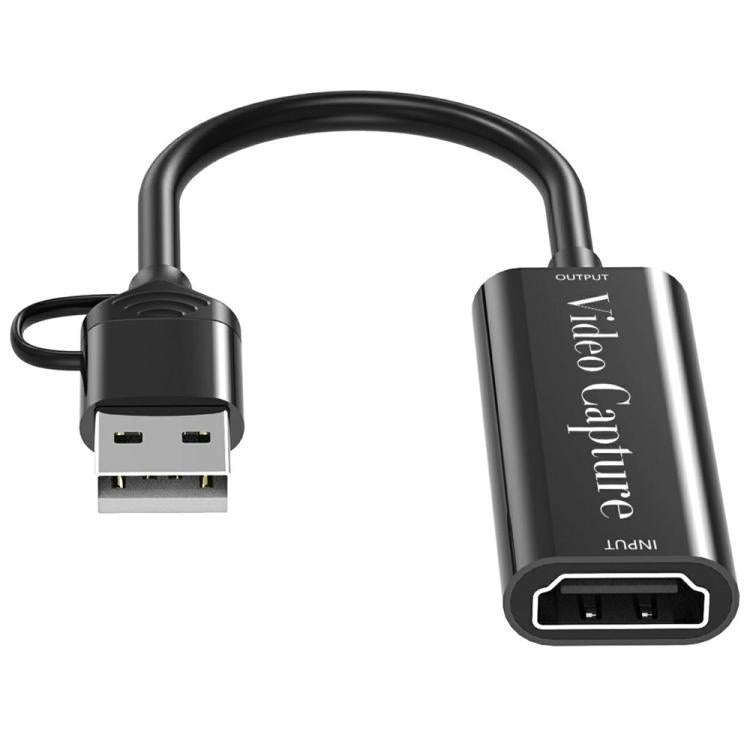 HU-02A Live Streaming Adapter Cable HDMI to USB / Type-C 2 in 1 Video Capture Card