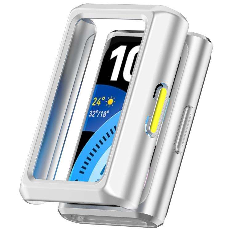 For Huawei Band 11 Pro / 11 Pro NFC Half Coverage Hollow PC Watch Protective Case(Silver Green)