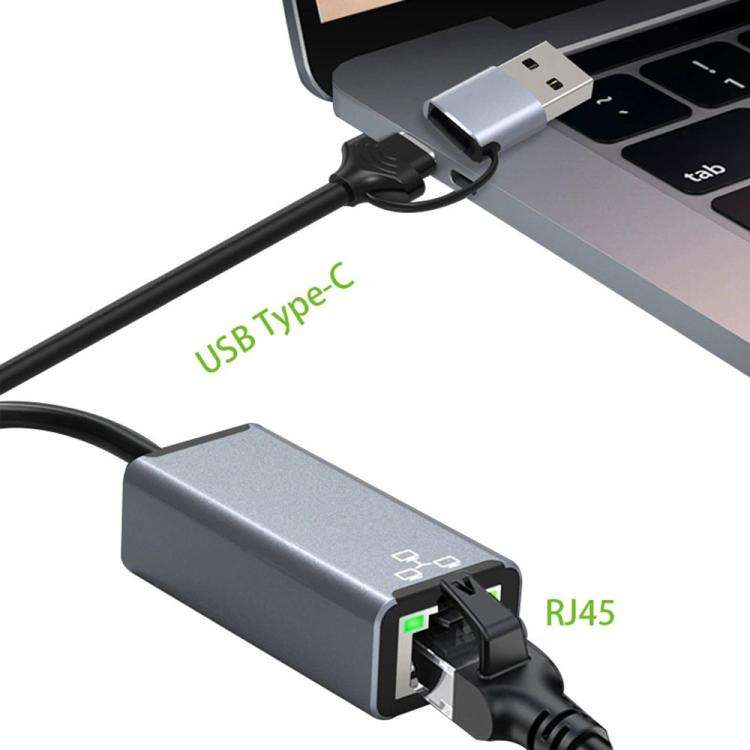 HC-72S USB-C / USB-A to RJ45 Ethernet Adapter 100Mbps Network Converter