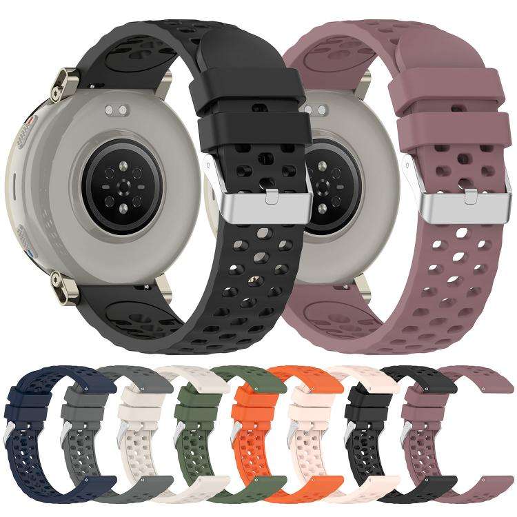 For Amazfit Active 3 Premium Perforated Pin Buckle Solid Color Silicone Watch Band(Black)