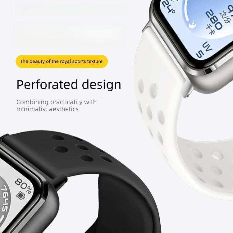For Huawei Band 11 / Band 11 Pro Perforated Design Solid Color Reverse Buckle Silicone Watch Band...