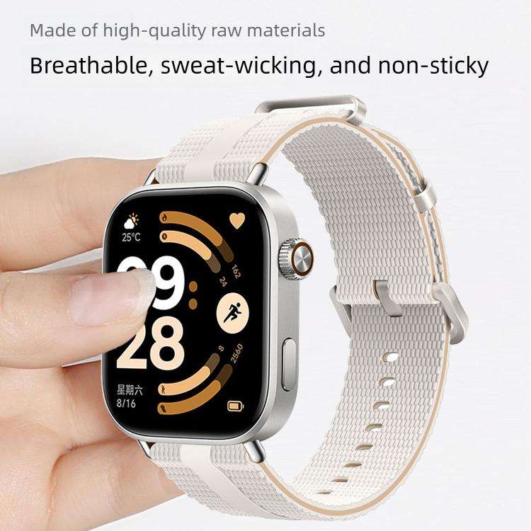For Xiaomi Band 10 Pro / 9 Pro / Redmi Watch 6 Line Pattern Silicone Watch Band(Starlight Milky Tea)