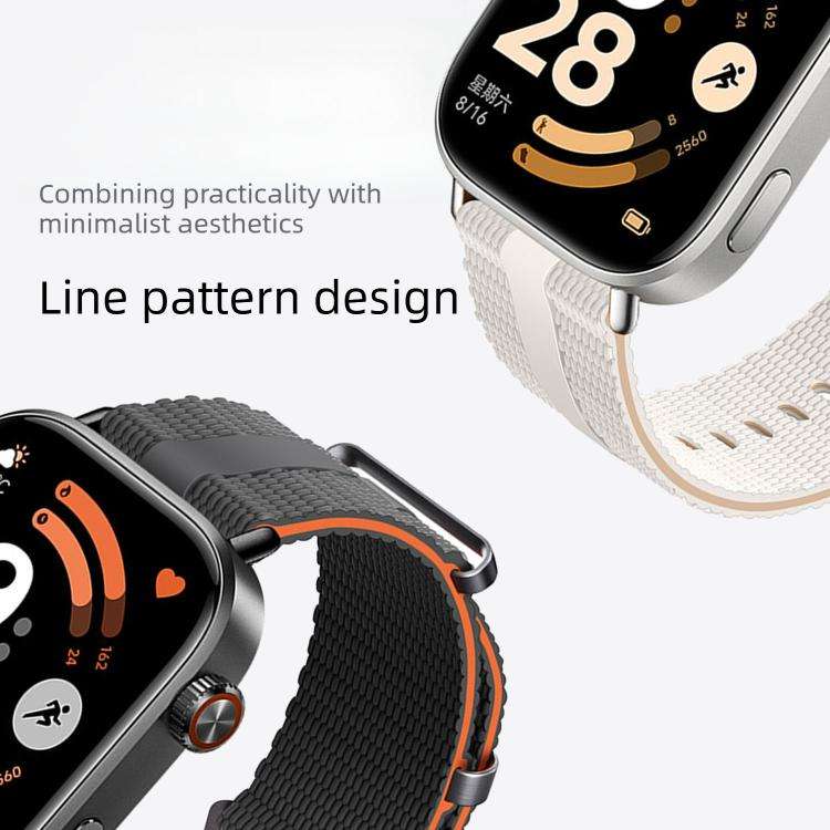 For Xiaomi Band 10 Pro / 9 Pro / Redmi Watch 6 Line Pattern Silicone Watch Band(Orange Black)