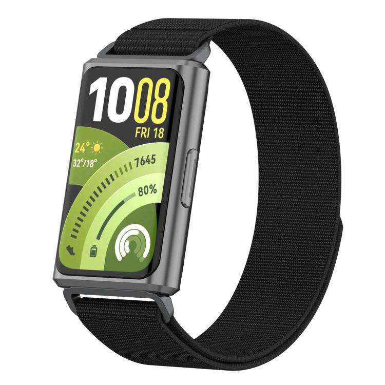 For Huawei Band 11 / Band 11 Pro Feather Light Round Tail Nylon Loop Metal Interface Watch Band(B...