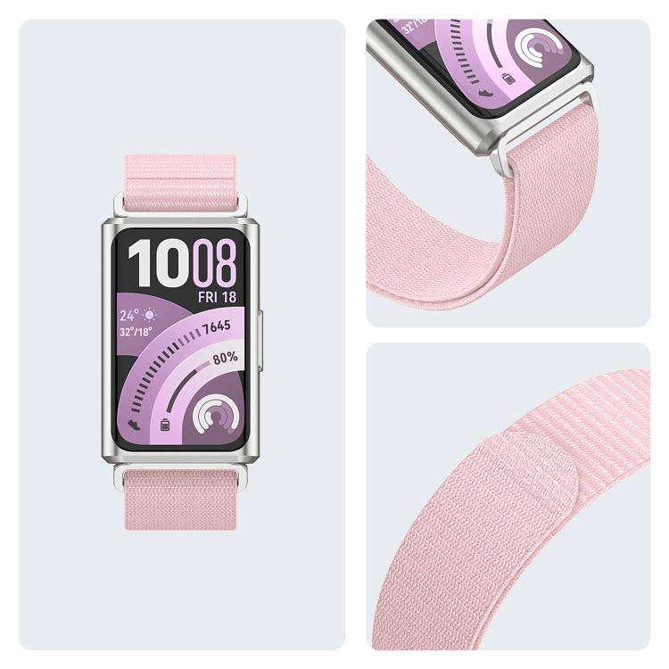 For Huawei Band 11 / Band 11 Pro Feather Light Round Tail Nylon Loop Metal Interface Watch Band(P...