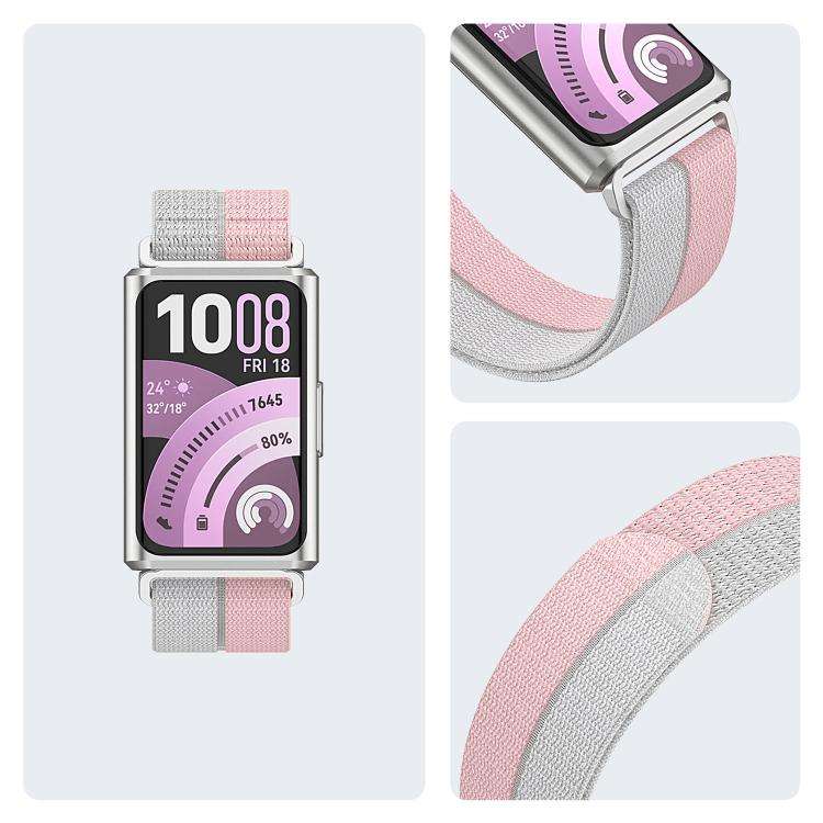 For Huawei Band 11 / Band 11 Pro Feather Light Round Tail Nylon Loop Metal Interface Watch Band(P...
