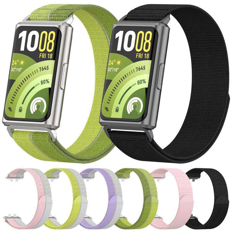 For Huawei Band 11 / Band 11 Pro Feather Light Round Tail Nylon Loop Metal Interface Watch Band(B...
