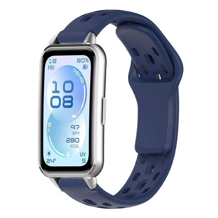 For Huawei Band 11 / Band 11 Pro Reverse Buckle Flat Perforated Breathable Silicone Watch Band(Mi...