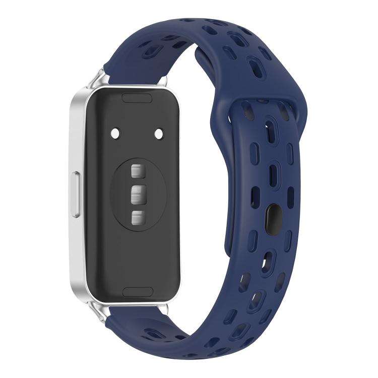 For Huawei Band 11 / Band 11 Pro Reverse Buckle Flat Perforated Breathable Silicone Watch Band(Mi...