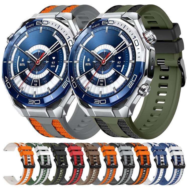 For Huawei Watch GT 5 Pro 46mm Spring Bar Style PC Watch Case Integrated Two Color Silicone Watch...