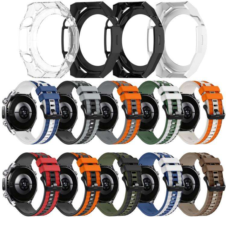 For Huawei Watch GT 5 Pro 46mm Spring Bar Style PC Watch Case Integrated Two Color Silicone Watch...