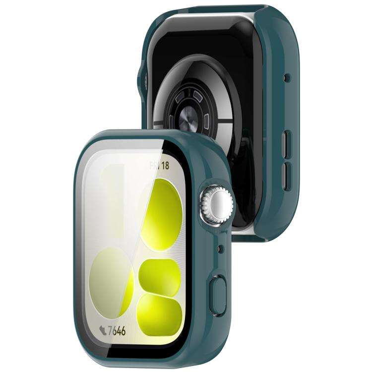 For Huawei Watch Fit 5 Pro Tempered Film Integrated PC Watch Protective Case(Pine Green)