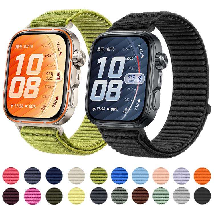 For Huawei Watch Fit 5 / Fit 5 Pro Woven Nylon Hook And Loop Fastener Metal Interface Watch Band(...