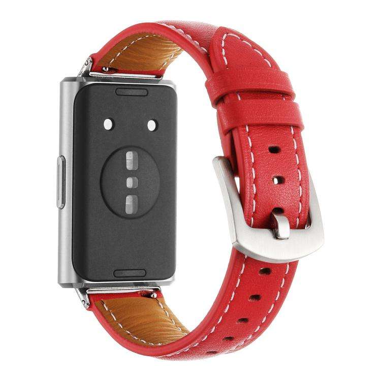 For Huawei Band 11 / Band 11 Pro Plain Genuine Leather Watch Band(Red)
