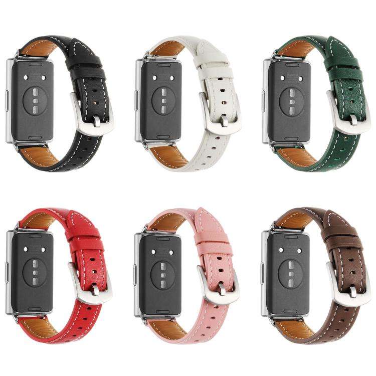 For Huawei Band 11 / Band 11 Pro Plain Genuine Leather Watch Band(Brown)
