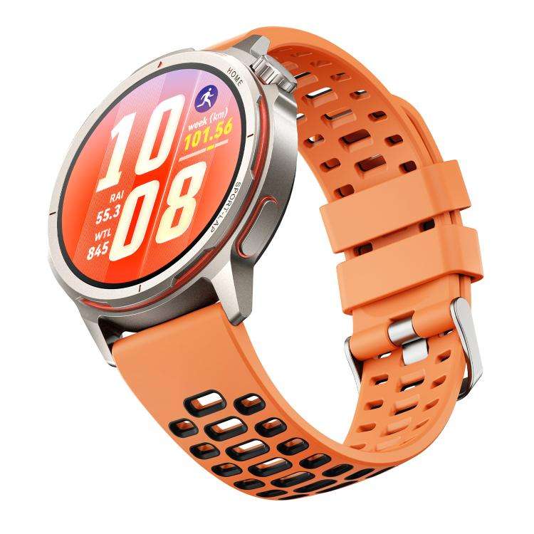 For Huawei Watch GT Runner 2 Two Color Perforated Silicone Watch Band(Orange Black)