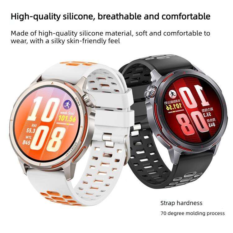 For Huawei Watch GT Runner 2 Two Color Perforated Silicone Watch Band(Orange Black)
