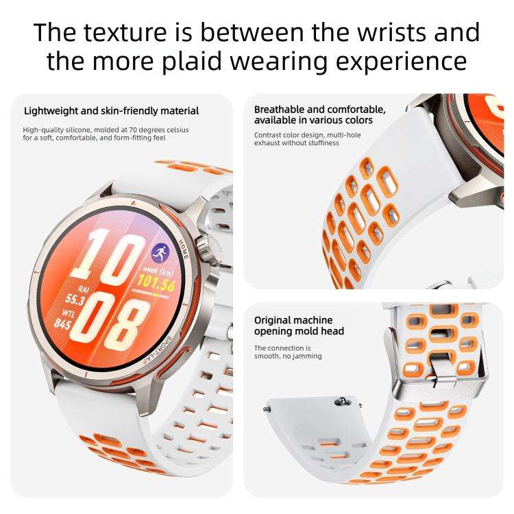 For Huawei Watch GT Runner 2 Two Color Perforated Silicone Watch Band(Orange Black)