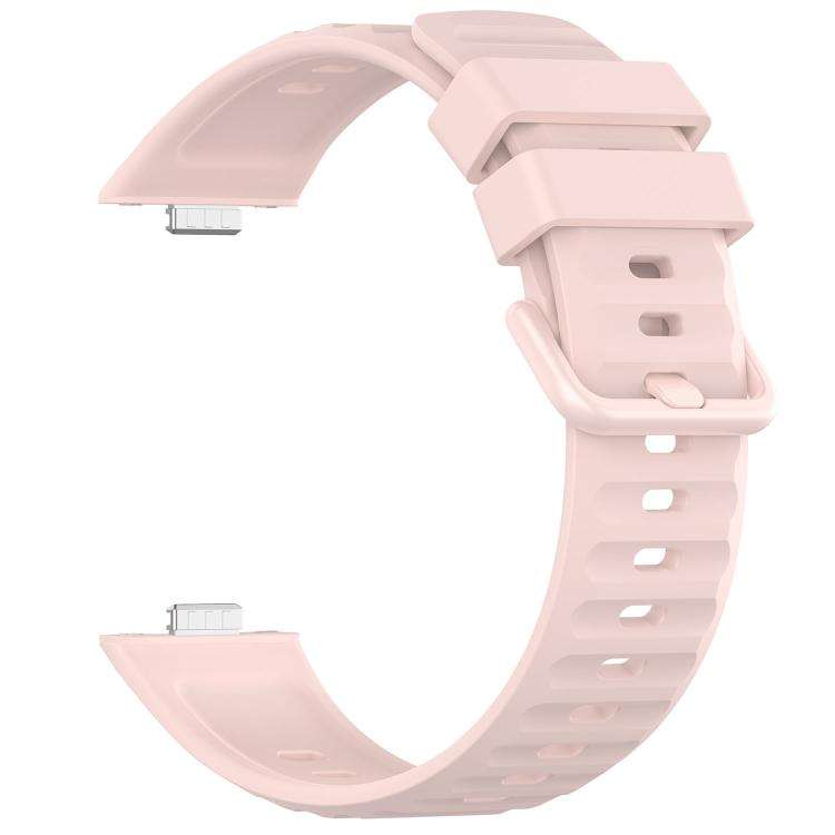 For Huawei Watch Fit 5 / Fit 5 Pro Wave Texture Coloured Buckle Solid Color Silicone Watch Band(N...