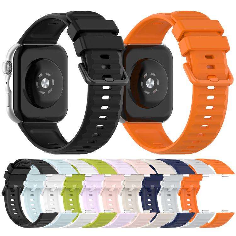 For Huawei Watch Fit 5 / Fit 5 Pro Wave Texture Coloured Buckle Solid Color Silicone Watch Band(W...