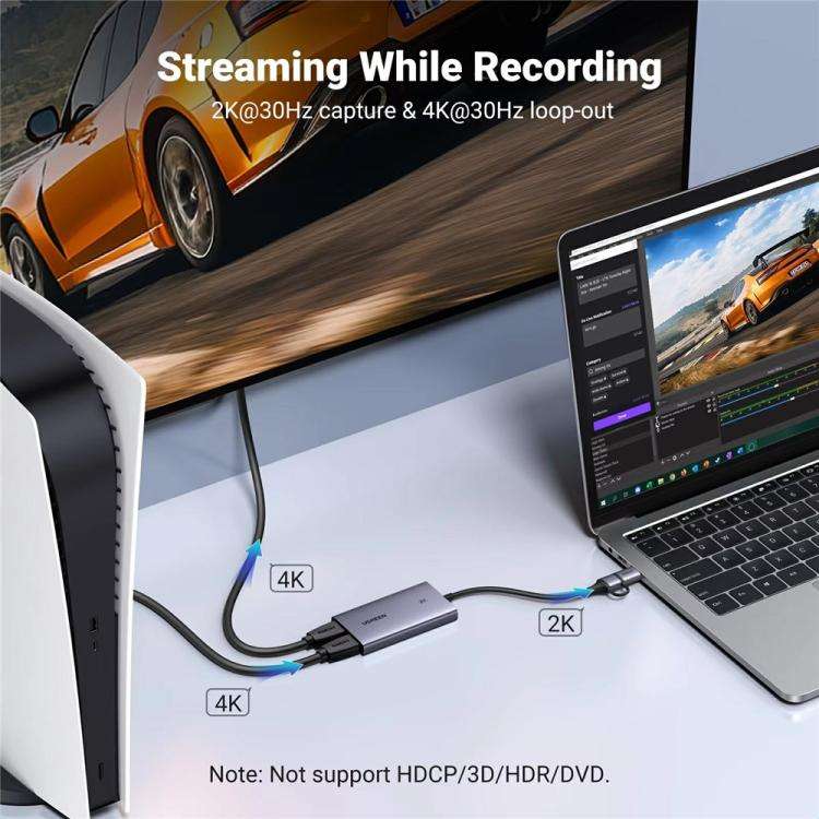 UGREEN CM726-25773 With 4K HD Loop Out USB A / USB C 2 in 1 2K / 30Hz Video Capture Card