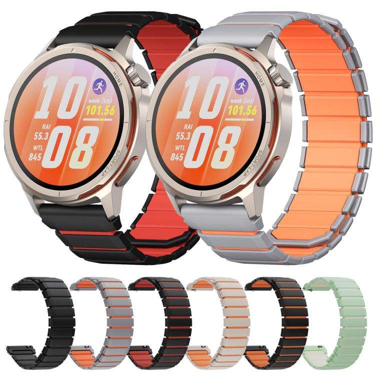 For Huawei Watch GT Runner 2 Two Color Magnetic Silicone Watch Band(Black Red)