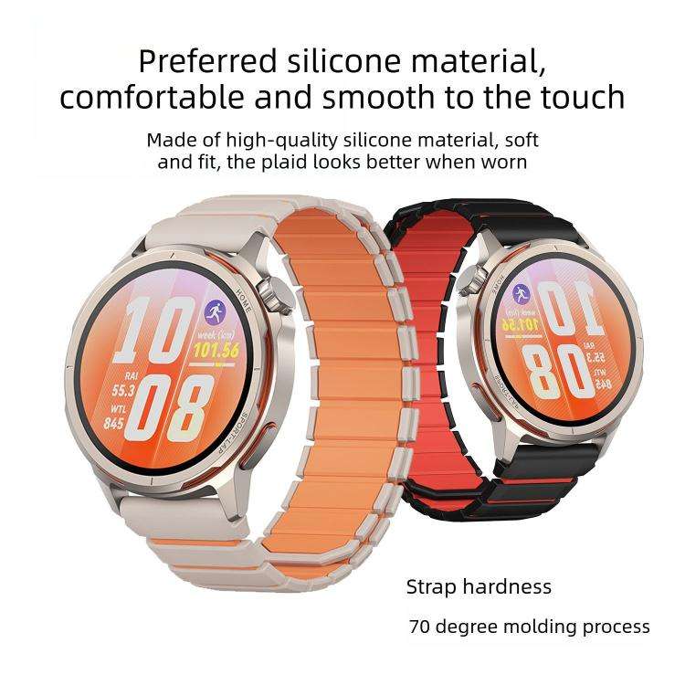 For Huawei Watch GT Runner 2 Two Color Magnetic Silicone Watch Band(Black Red)