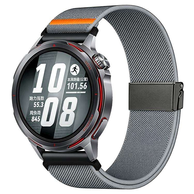 18mm Stretch Nylon Titanium Gray Fly Horse Buckle Watch Band(Blue Gray)