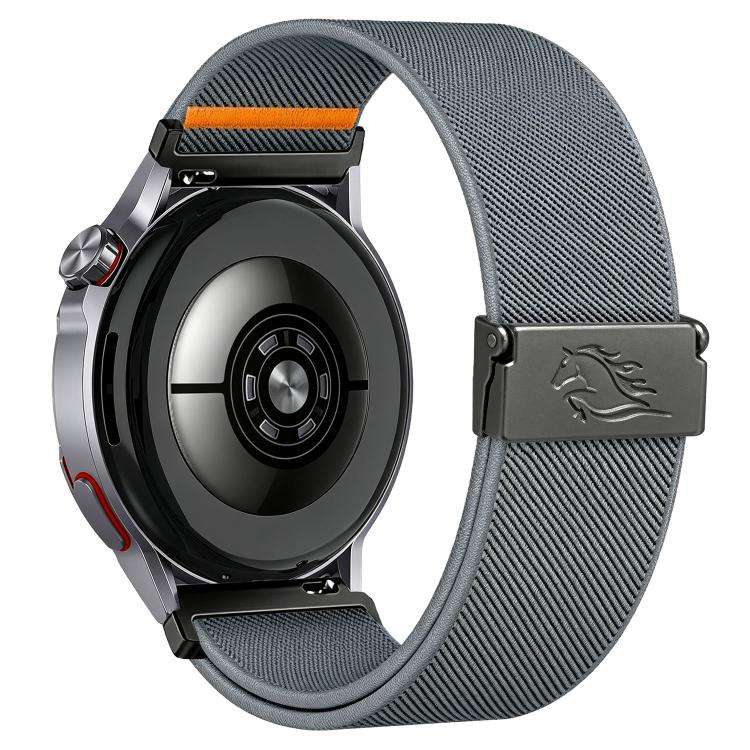 18mm Stretch Nylon Titanium Gray Fly Horse Buckle Watch Band(Blue Gray)