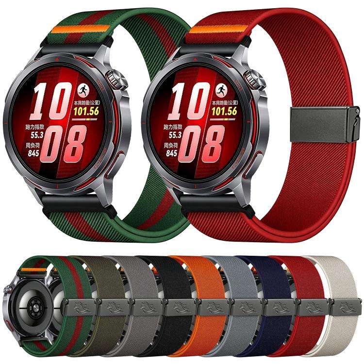18mm Stretch Nylon Titanium Gray Fly Horse Buckle Watch Band(Blue Gray)