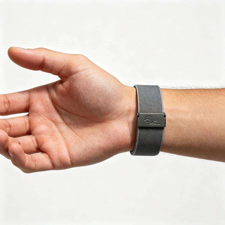18mm Stretch Nylon Titanium Gray Fly Horse Buckle Watch Band(Blue Gray)