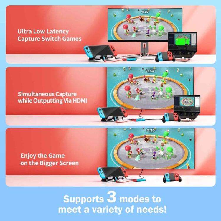 Lemorele AC08-1 4K HDMI Video Capture Card Game Live Recording Adapter(black)