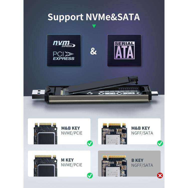 Lemorele SD3L M.2 NVMe SSD M Key PCIe External Tool-Free SSD Enclosure