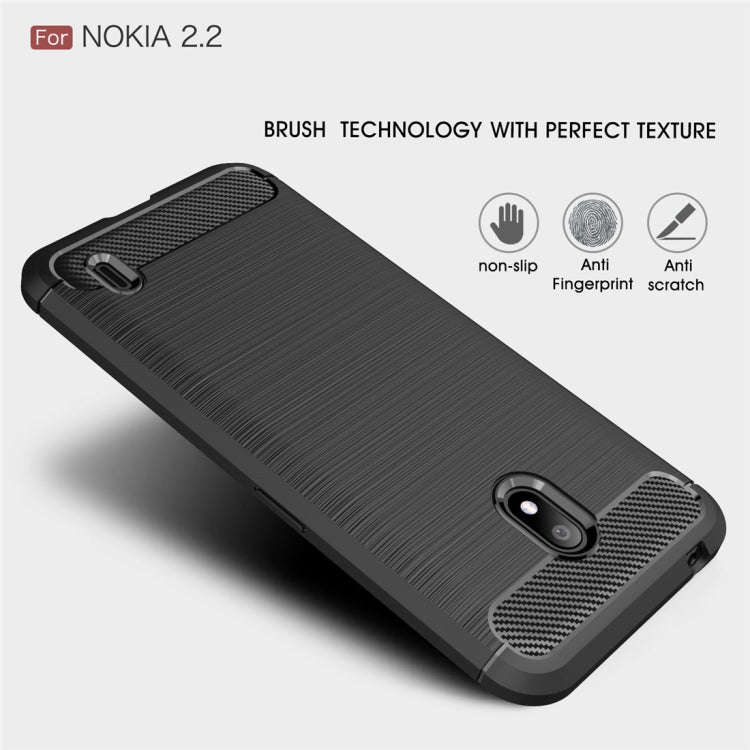 Brushed Texture Carbon Fiber TPU Case for Nokia 2.2(Red)