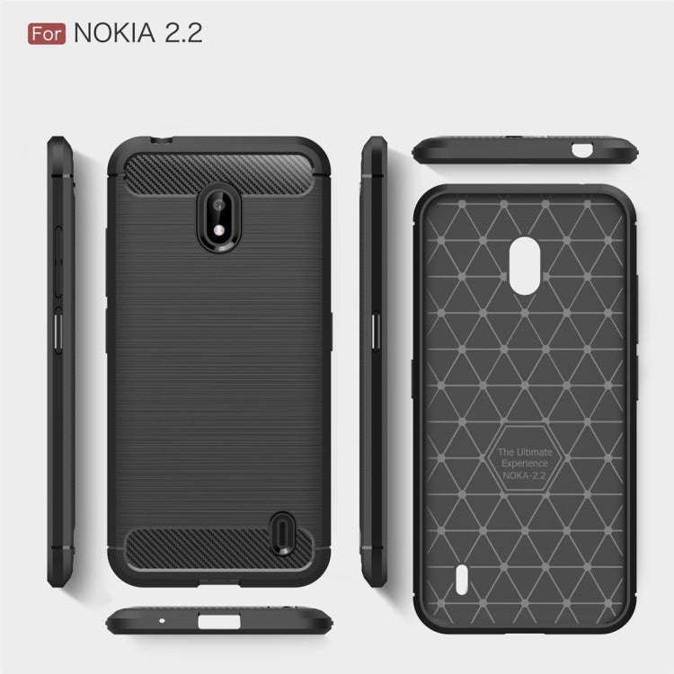 Brushed Texture Carbon Fiber TPU Case for Nokia 2.2(Red)