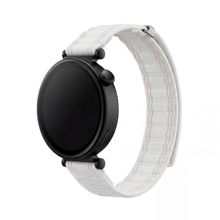 18mm Press Button Quick Release Wave Texture Nylon Loop Watch Band(White)