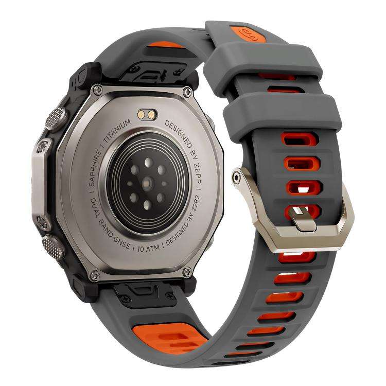 For Amazfit T-Rex Ultra 2 Quick Release Connector Wavy Two Color Silicone Watch Band(Space Gray O...