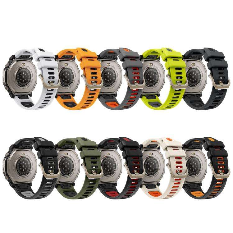 For Amazfit T-Rex Ultra 2 Quick Release Connector Wavy Two Color Silicone Watch Band(Space Gray O...