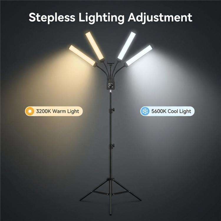 HD-150XJ 3200K-5600K Adjustable Remote Control 65W LED Photography Light 4-Arm Fill Light, Plug:E...