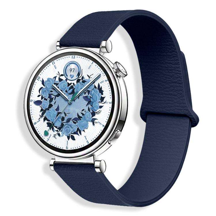 18mm Lychee Pattern Magnetic Loop Silicone Watch Band(Midnight Blue)