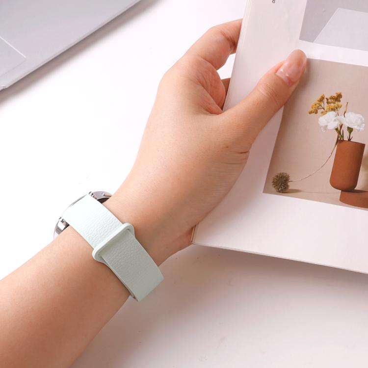 18mm Lychee Pattern Magnetic Loop Silicone Watch Band(Cloud Water Blue)