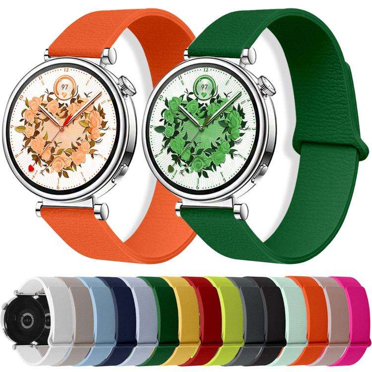 18mm Lychee Pattern Magnetic Loop Silicone Watch Band(Cloud Water Blue)