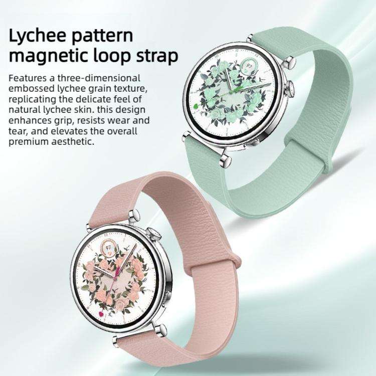 20mm Lychee Pattern Magnetic Loop Silicone Watch Band(Cloud Water Blue)
